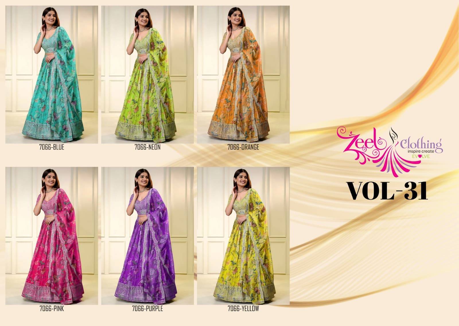 Vol 31 By Zeel Clothing 7066 Series Designer Beautiful Collection Occasional Wear & Party Wear Georgette Lehengas At Wholesale Price